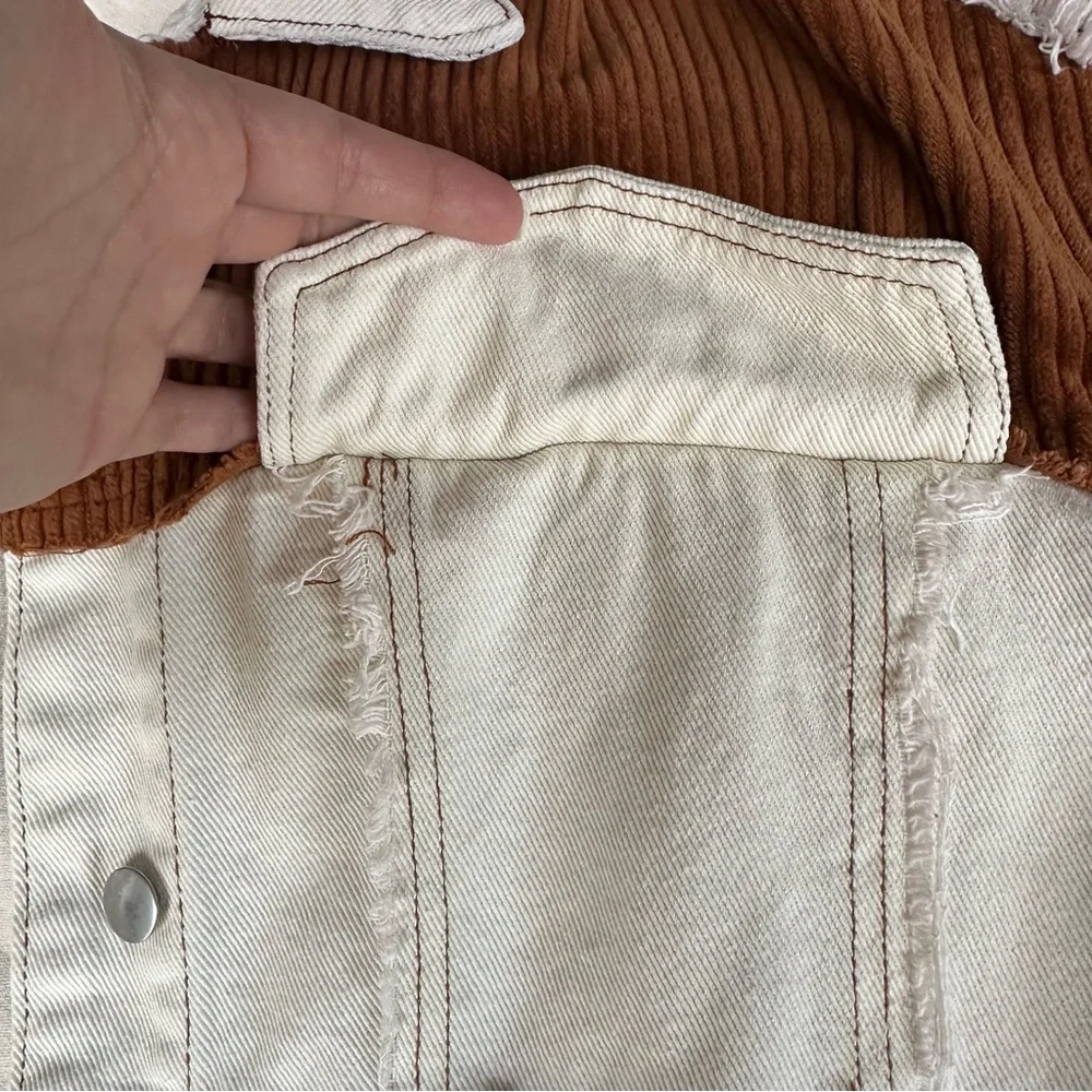 POL Women's Oversized Patchwork Corduroy Camo Y2K Jacket Inside Pockets Size S/M - Picture 7 of 16